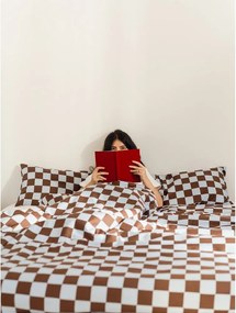 Világoskék-barna egyszemélyes pamut-szatén paplanhuzat 140x200 cm Plu – noo.ma