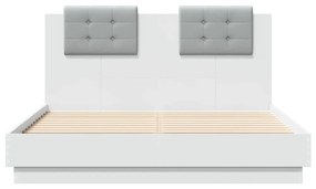 fehér ágykeret fejtámlával és LED-világítással 135 x 190 cm
