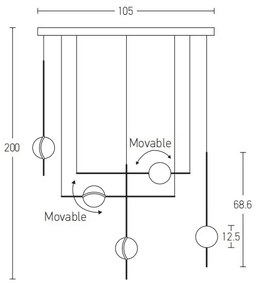 Zambelis 2001 - LED Csillár zsinóron LED/38W/230V