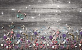 Fotótapéta Virágok Pillangók Fa Tavasz Deszka Természet Nyugalom 208x146 +ragasztó