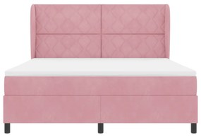 Boxspring Ágy Mattal Rózsaszín 180x200 cm Bársony