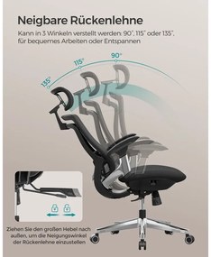 Ergonomikus, állítható, dönthető irodai szék, fekete