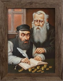 Vászonkép 29x22 Pénzszámláló Zsidó Tölgy Keret