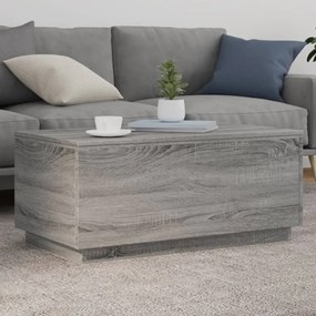 Szürke sonoma színű dohányzóasztal LED-lámpákkal 90x50x40 cm
