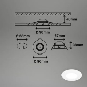 Briloner 7598036 -KÉSZLET 3x LED Fürdőszobai beépíthető lámpa LED/4,9W/230V IP44 fehér