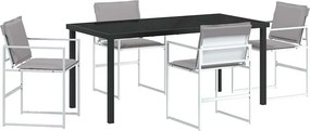 vidaXL Kert étkező szett 5 pcs Fehér Porszórt acél