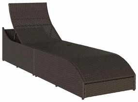összecsukható napozóágy párnával és tárolóval barna polyrattan