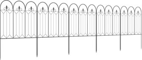 Outsunny Kerti Kerítések 305x79,5 cm 5 db-os Dekoratív Fém Kerti Kerítés Szabadon Kombinálható Állatvédő Pavilonhoz, Gyephez Fekete | Aosom