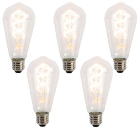 5 db E27 LED lámpa spirál izzószál ST64 5W 400 lm 2200K