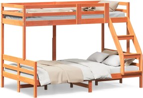 vidaXL viaszbarna tömör fenyőfa emeletes ágy 90 x 200/120 x 200 cm