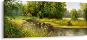 Kép - folyó az erdőnél, olajfestmény (120x50 cm)