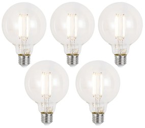 5 db Okos E27 Dimmelhető LED Izzó G95 Átlátszó 7W 806lm 2700-6500K