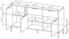 Komód Lyran 3D2S (antracit + arany). 1071354