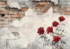 Fotótapéta Tégla Vakolat Rózsa Illúzió Fal Vintage falfestmények 254x184 +ragasztó