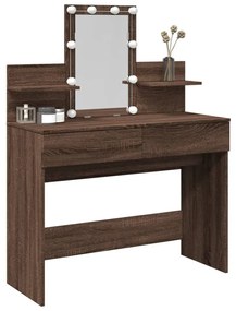 barna tölgy színű fésülködőasztal LED-del 100 x 40 x 130 cm