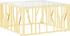 vidaXL ezüstszínű üveg és rozsdamentes acél dohányzóasztal 80x80x40 cm
