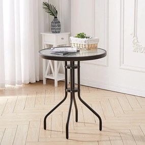 Kerek kerti asztal üveglappal ISLAND 60 cm, fekete