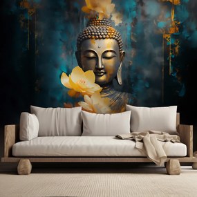 Gario Fotótapéta Buddha és arany virágok Anyag: Vlies, Méret: 300 x 210 cm