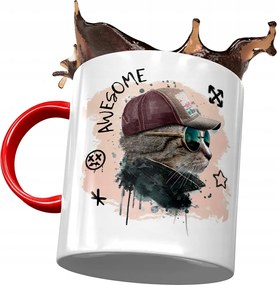 Piros Bögre Cicával Cica Cuki Ajándék Nyomtatott Fotóval