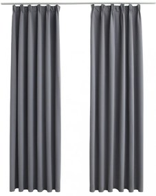 vidaXL 2 db szürke sötétítőfüggöny kampókkal 140 x 175 cm