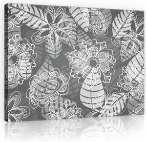 Vászonkép 100x75 Virágok virágmintás szürke fehér dekoratív stilizált