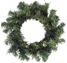 Zöld műkoszorú, díszítetlen, átmérő 30 cm., 30 cm átmérőjű