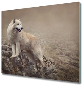Üveg vágódeszka Fehér farkas a rock 60x52 cm