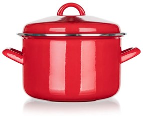Banquet Milton zománcozott edény fedővel piros, 20 cm, 3,4 l, 20 cm