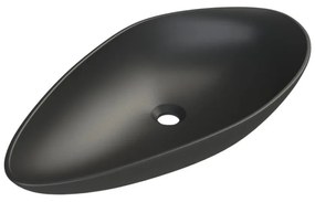 CeraStyle OLIVE - PULTRA ültethető - Top Counter - porcelán mosdó - MATT FEKETE - 60 x 35 cm