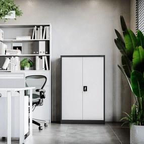 Fém iratszekrény KEVIN, 900 x 1400 x 400 mm, antracit-fehér