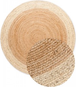 Juta szegélyszőnyeg 200cm, bézs-krém kétoldalas,kézzel szőtt