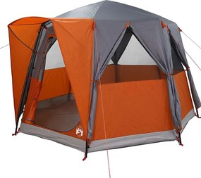 vidaXL 3 fős kabin sátor tetővel Szürke és narancs 320 x 320 x 203 cm