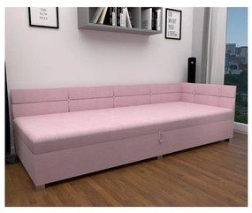 Kárpitozott heverő univerzális fejvéggel és tárolóhellyel AMSTERDAM 90x200 cm, rózsaszín