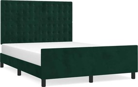 vidaXL sötétzöld bársony ágykeret matrac nélkül 140 x 190 cm