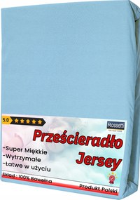 Gumis Jersey Lepedő 140x200 Négyzet Kék Világos