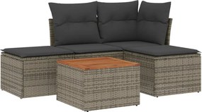 vidaXL 5 részes szürke polyrattan kerti ülőgarnitúra párnákkal