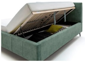 Zöld kárpitozott ágyneműtartós franciaágy ágyráccsal 180x200 cm Lizzano – Meise Möbel