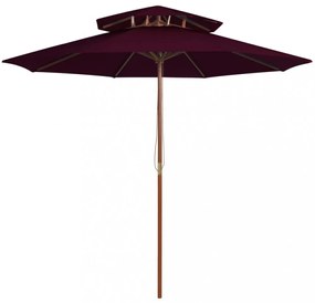 bordóvörös kétszintes napernyő farúddal 270 cm
