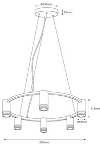 Polux ROMA 327574 Lepel lámpa 6x10W/GU10 IP20