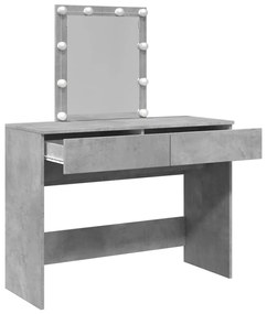 betonszürke fésülködőasztal LED-del 100 x 40 x 130 cm