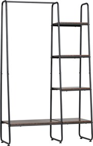 HOMCOM Fa Ruhatartó 5 Tárolópolccal és Akasztósrúddal - Ipari Stílusú Szobába, Nappaliba vagy Előszobába 101x39x160 cm Rusztikus | Aosom