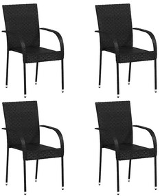 vidaXL 4 db fekete rakásolható polyrattan kültéri szék
