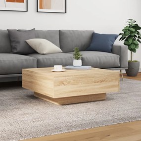 Sonoma tölgy színű dohányzóasztal LED-lámpákkal 80 x 80 x 31 cm