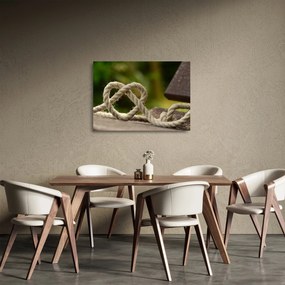 Szív kötélből képe (üvegen) (70x50 cm)