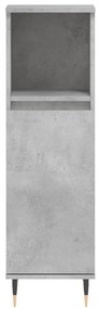 Betonszürke szerelt fa fürdőszobaszekrény 30 x 30 x 100 cm