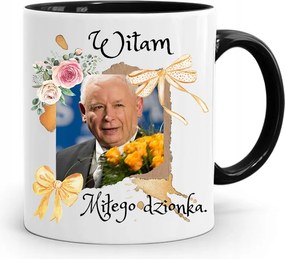 Bögre Fekete Vicces Pis Jaroslaw Kaczynski nyomott mintával