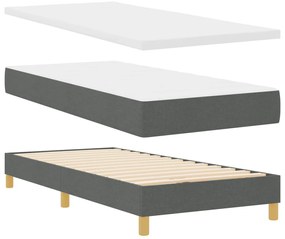 Box Spring Ágy Matraccal és LED-del Sötét Szürke 90x190 cm Szövet
