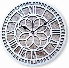 Nagy Falióra,mandala, Római,vintage, RETRO,TÖLGY,CSENDES,NAPPALIBA,60cm