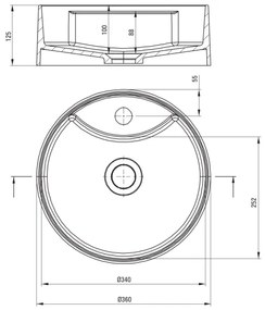 Deante CQS_NU4B - SILIA ráépíthető mosdó csaplyukkal, átm. 36 cm, gránit/fekete