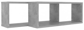2 db betonszürke szerelt fa négyszögű fali polc 60 x 15 x 23 cm